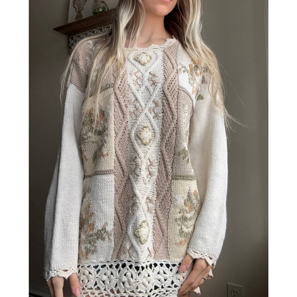 Tiara Sweaters Vintage Tiara International Pastel Floral Lace Knit Sweater Poshmark